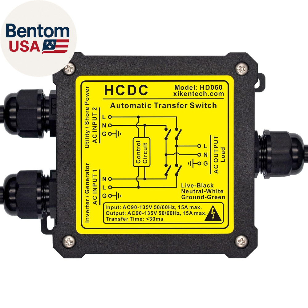 AC120V 15Amp Automatic Transfer Switch, ATS Auto Transfer Switch (Core Wires + N