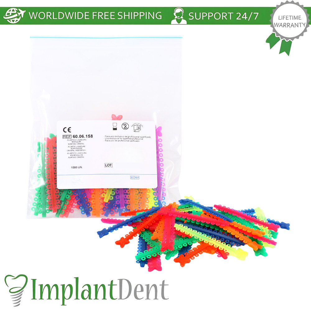 Dental Elastic Ligature Modules Crystal Assorted Colors Bracket Arches Fixation