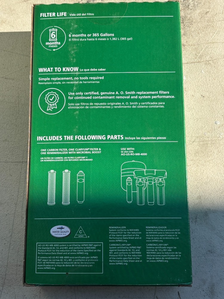 A.O. SMITH G1 Reverse Osmosis System Replacement Filter Set AO-US-RO-MB-R