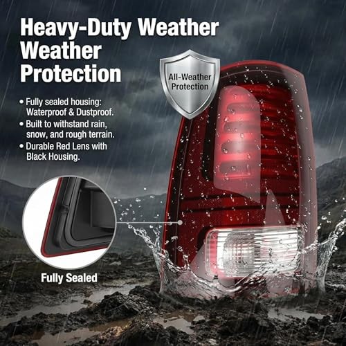 LED Tail Light Compatible with Ram 1500 2013-2018 Ram 2500 Left Driver Side