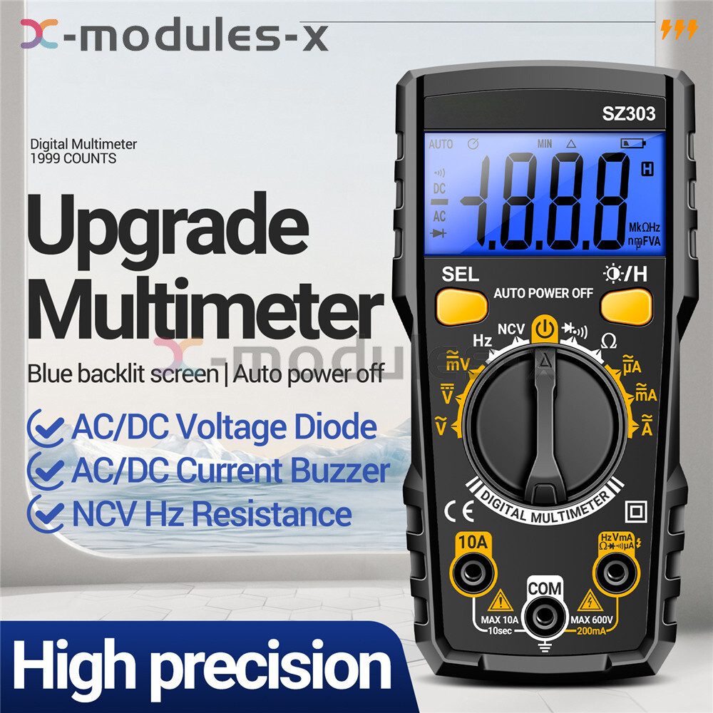ANENG SZ303 Digital Multimeter Backlight Voltmeter Resistance AC DC Meter Tester