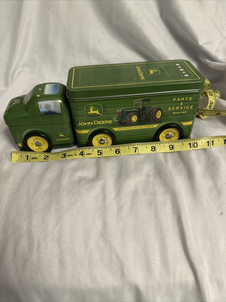 John Deere Tin Box Truck Shaped Container GREAT GRAPHICS
