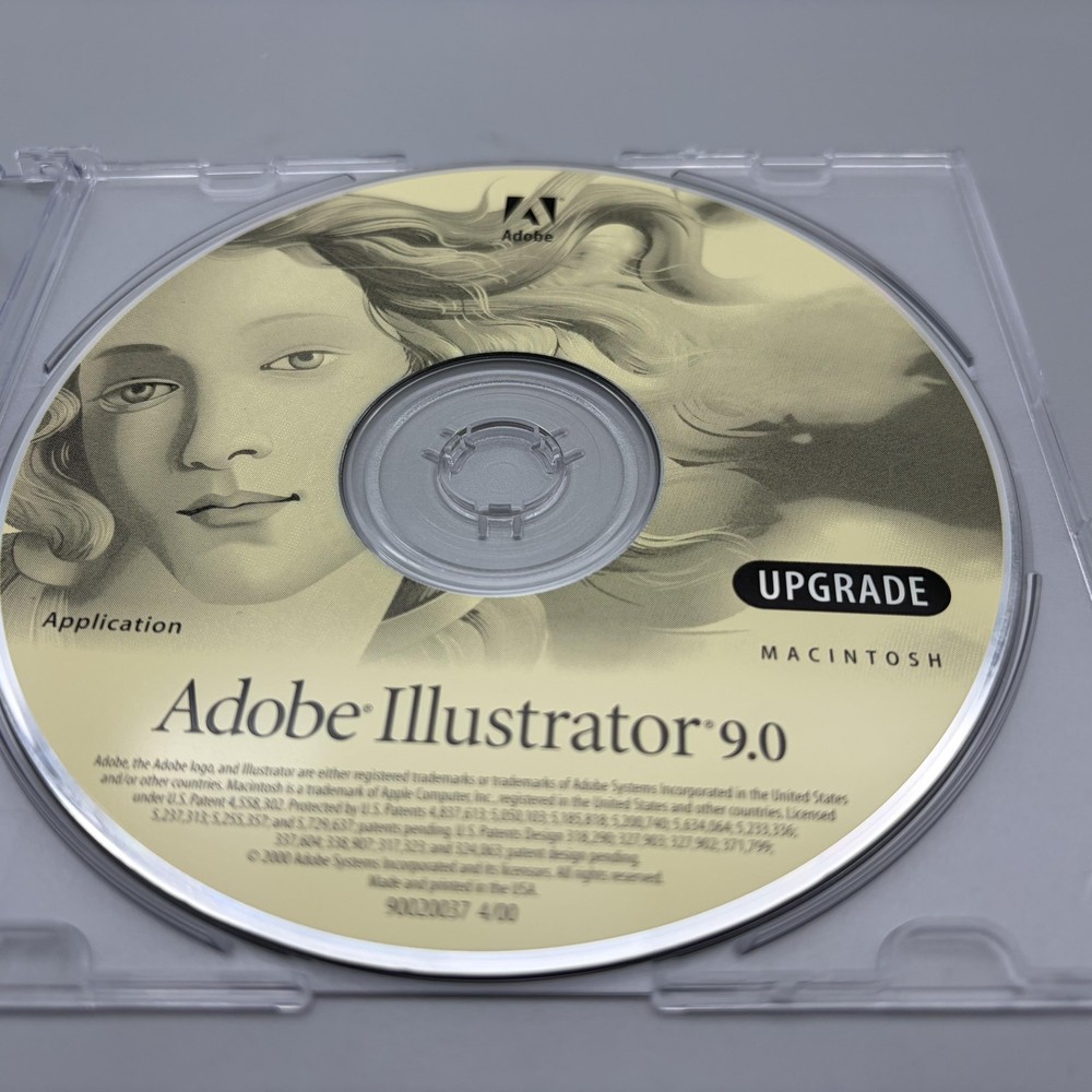 Vintage Adobe Illustrator 9.0 Macintosh Upgrade Application CD-ROM Mac Software