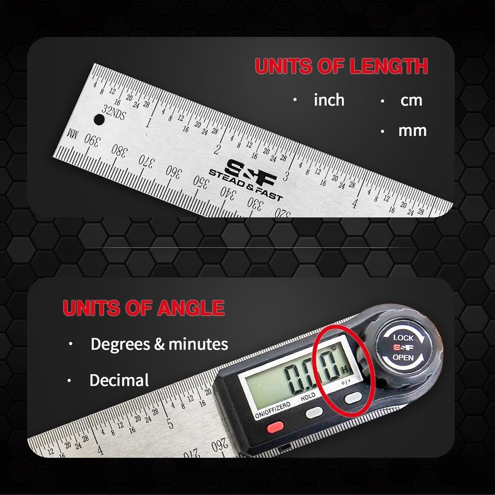 Professional Digital Protractor and Angle Measuring Tool - 200mm Stainless Steel