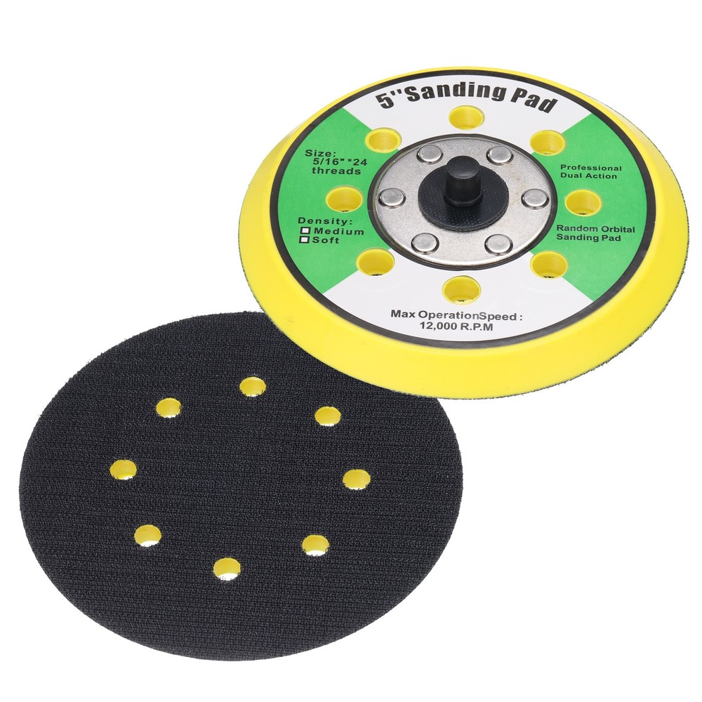 5" Hook and Loop Backing Sanding Pads with 5/16"-24 Thread, Y + B 1Pcs