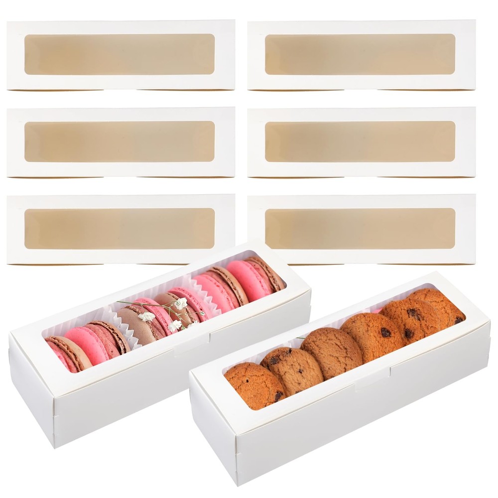 60 PCS Macaron Boxes with Clear Window Bakery Packaging Container