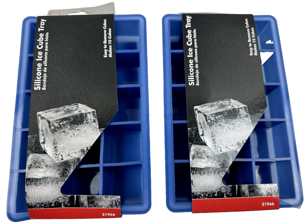 (2) Chef Craft 15-Cube Silicone Ice Cube Tray  Easy Remove Cubes
