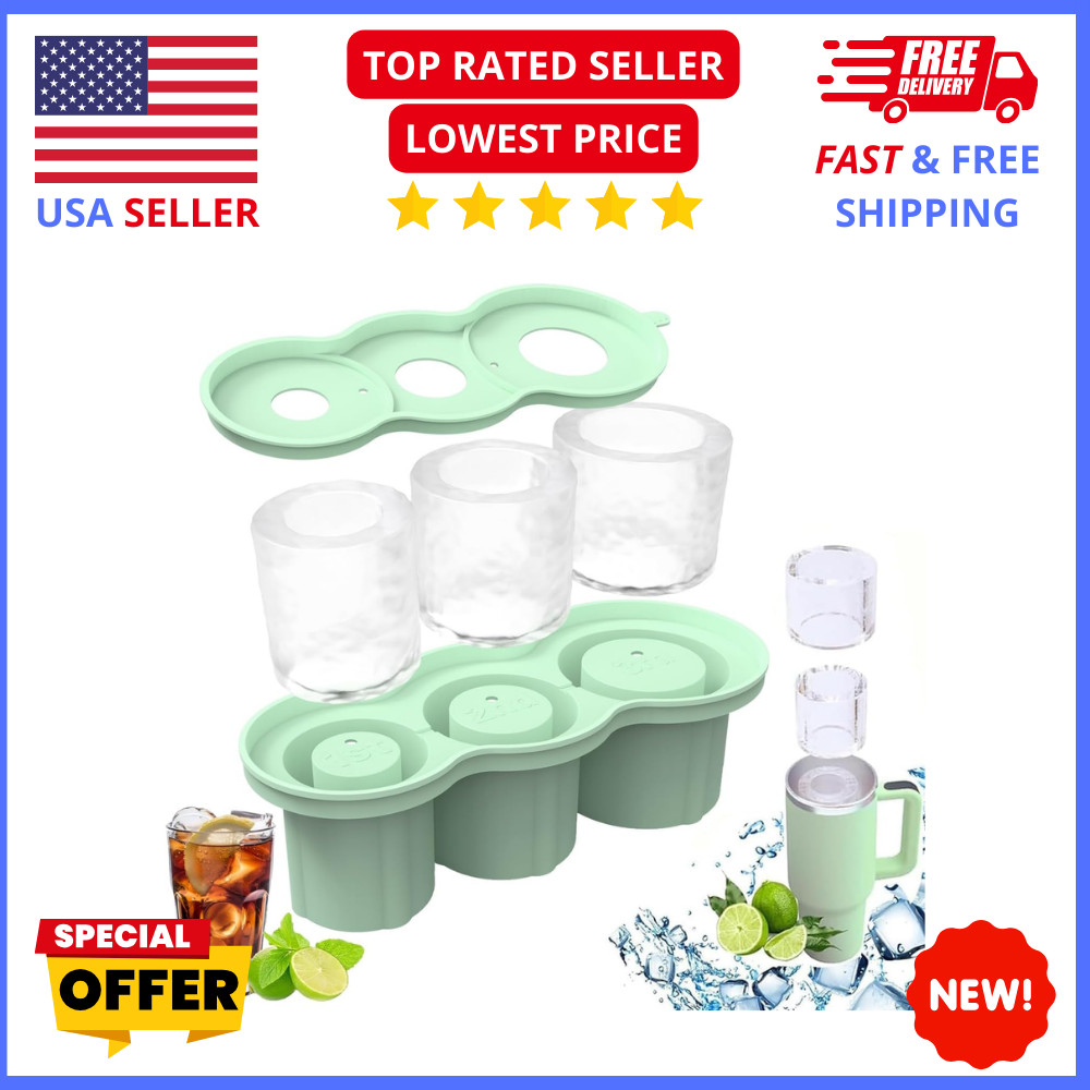 Silicone Ice Cube Tray Set with Lids Stackable Easy Release Freezer Mold