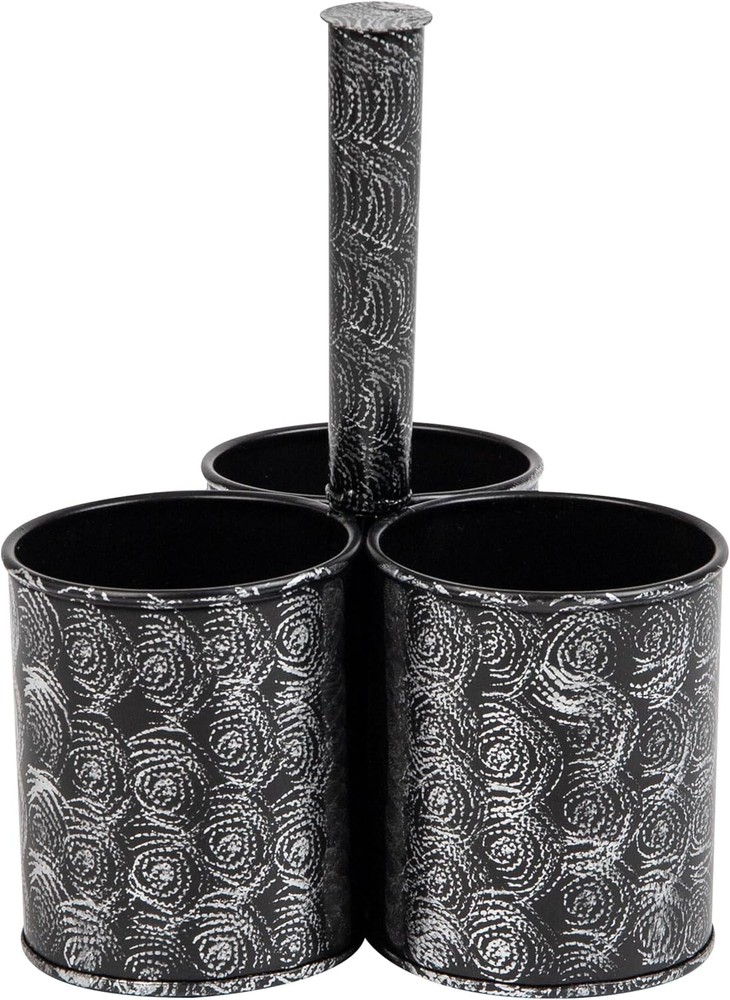Mind Reader 3-Compartment Metal Organizer Caddy with Handle, Multi-Purpose Stora