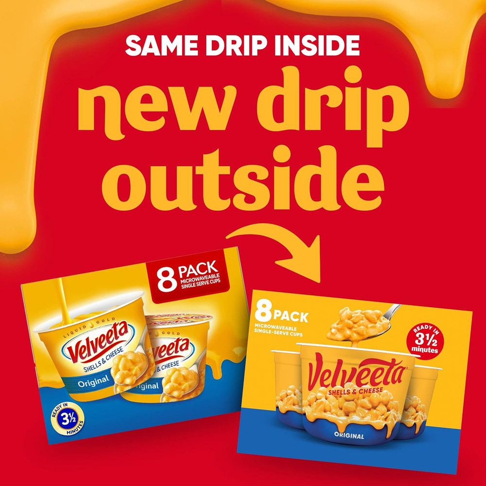 Shells & Cheese Original Microwaveable Shell Pasta & Cheese Sauce, 8 Ct Box, 2.3