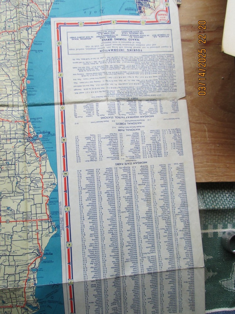 Michigan texaco touring map 1938