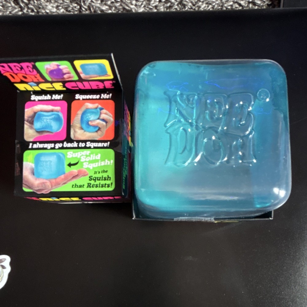 Schylling Nee Doh Nice Cube & Nice Berg Super Solid Blue Squish Toy BUNDLE 2023