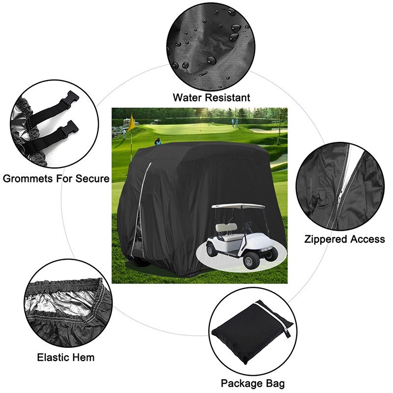600D Heavy Duty Waterproof 4 Passenger Golf Cart Cover for Club Car EZGO YAMAHA