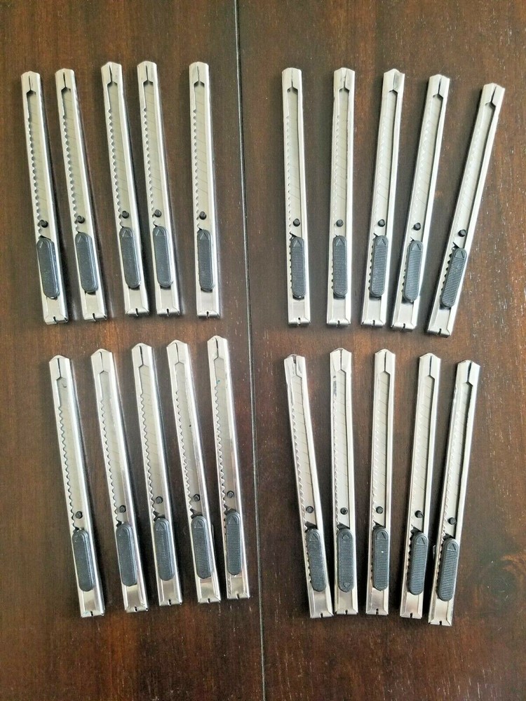 20 Knife Utility Box Cutter Retractable Snap Off Lock Razor Sharp Blade Metal