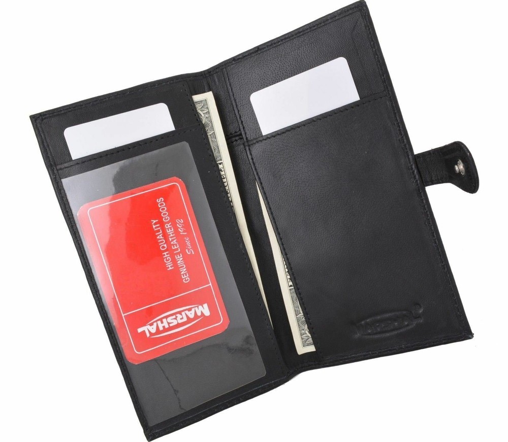 Genuine Leather PLAIN Checkbook Cover Black with Snap Closure NEW!!!