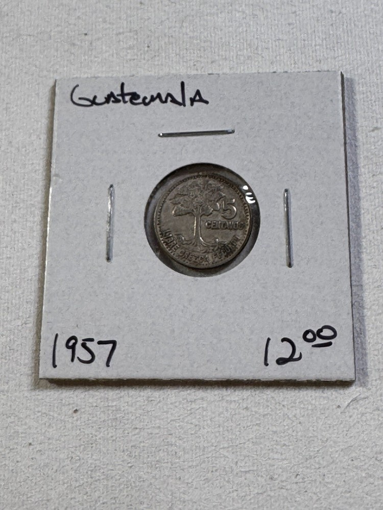 1957 Guatemala 5 Centavos Small Silver Coin