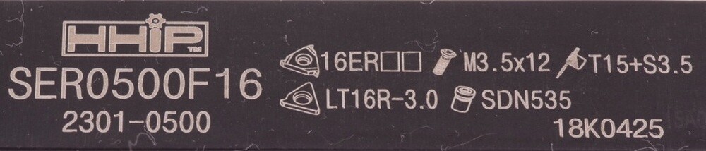 SER0500F16 EXTERNAL INDEXABLE THREADING TOOL HOLDER (2301-0500)