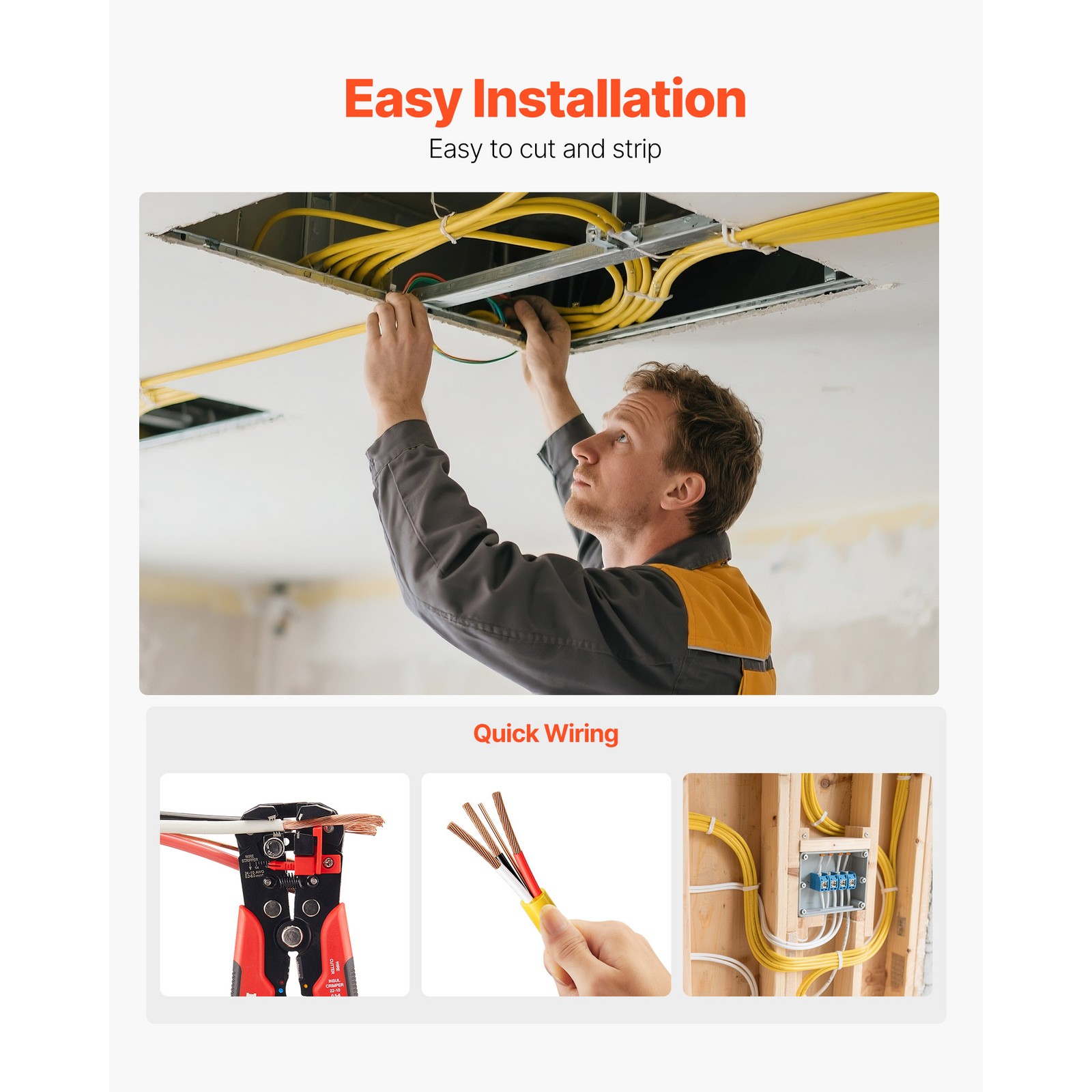 NM-B Wire 6AWG/3C Copper Core Cable 50 ft Electrical Wire with Ground