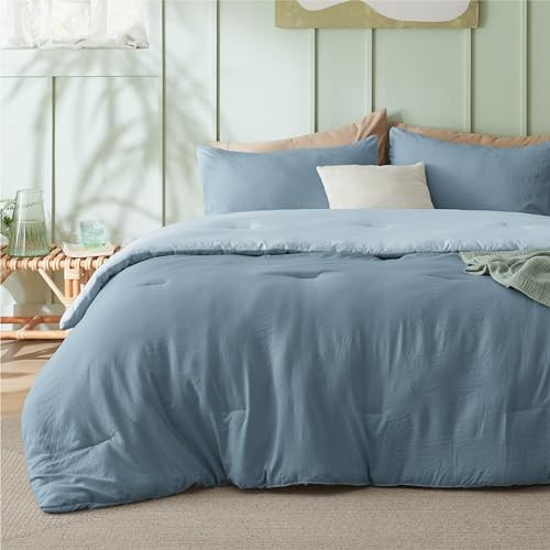 Size Comforter Set, Reversible Blue Soft Prewashed King 01 - Mineral Blue/Sky