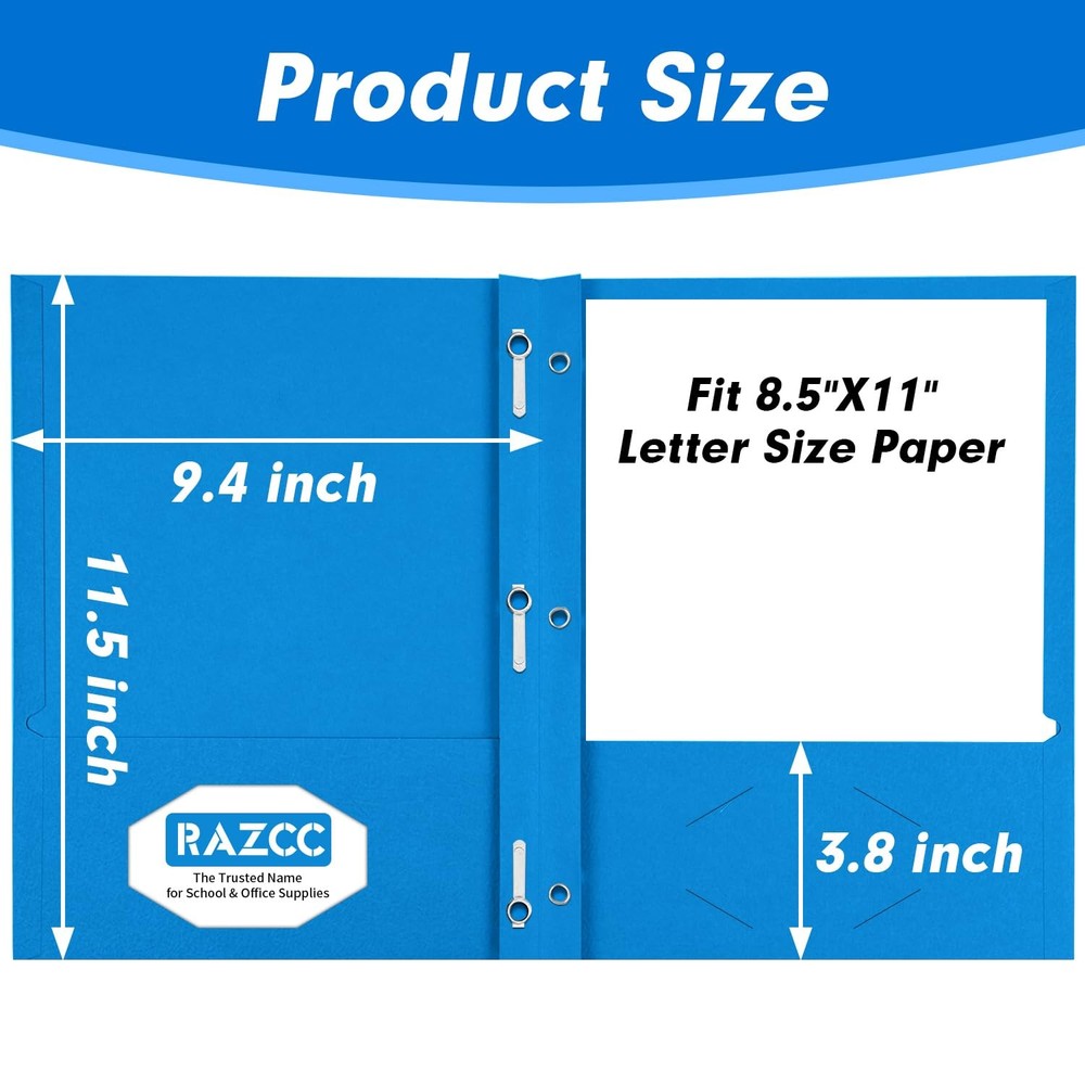 Two Pocket Folders, RAZCC 50 Pack 50 Pack, Assorted 5 Light Colors