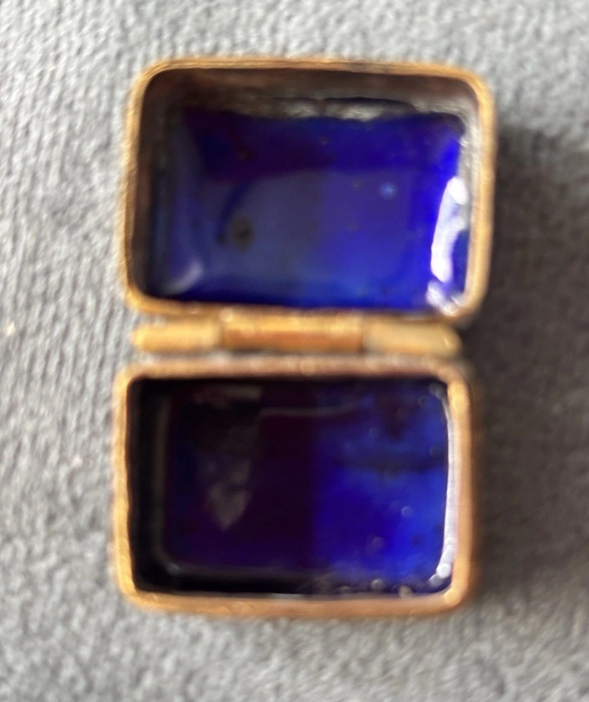 Mini Hinged Vintage Rectangular Cloisonné Trinket Box