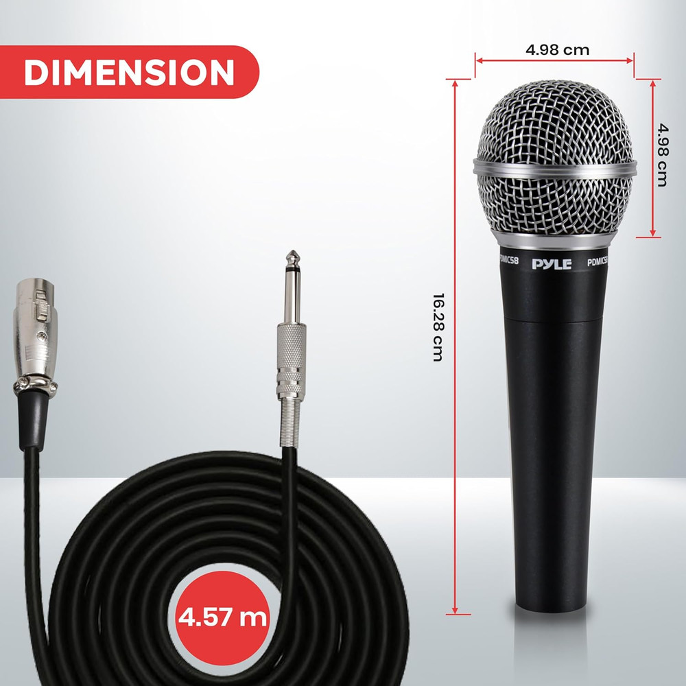Microphone, Dynamic Cardioid, XLR Cable Included, Unidirectional, Rugged Constru