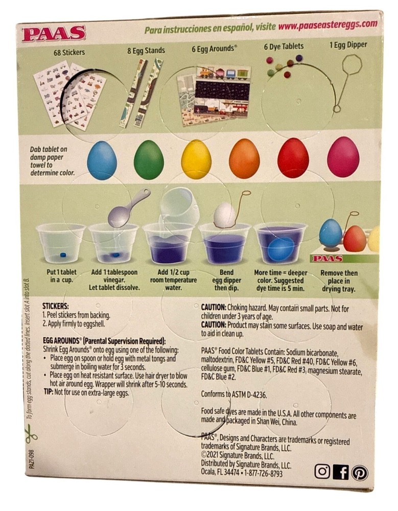 PAAS Easter Egg Decorating Kit RIDES Includes Stickers + Stands + Dye Tablets +