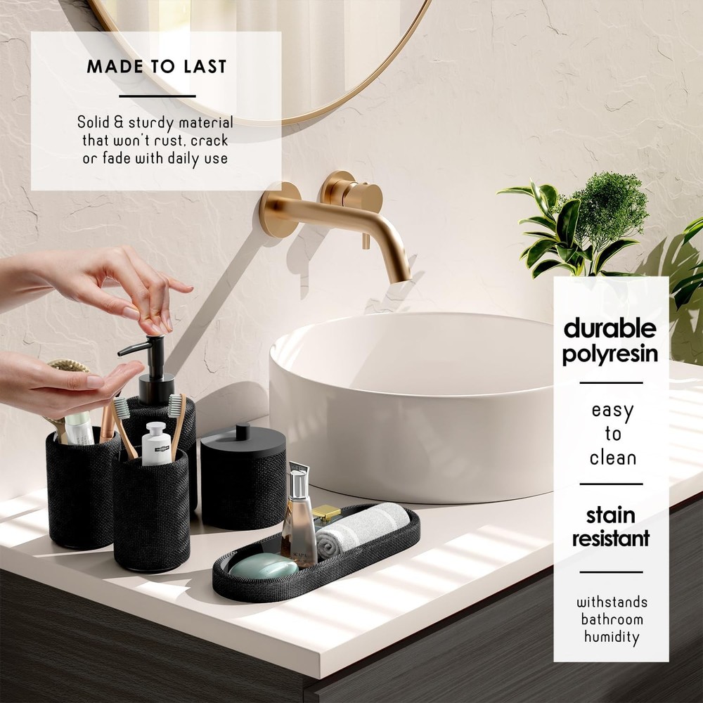 Bathroom Set - Black Bathroom Accessories Set, 19PC Bathroom Accessory Set