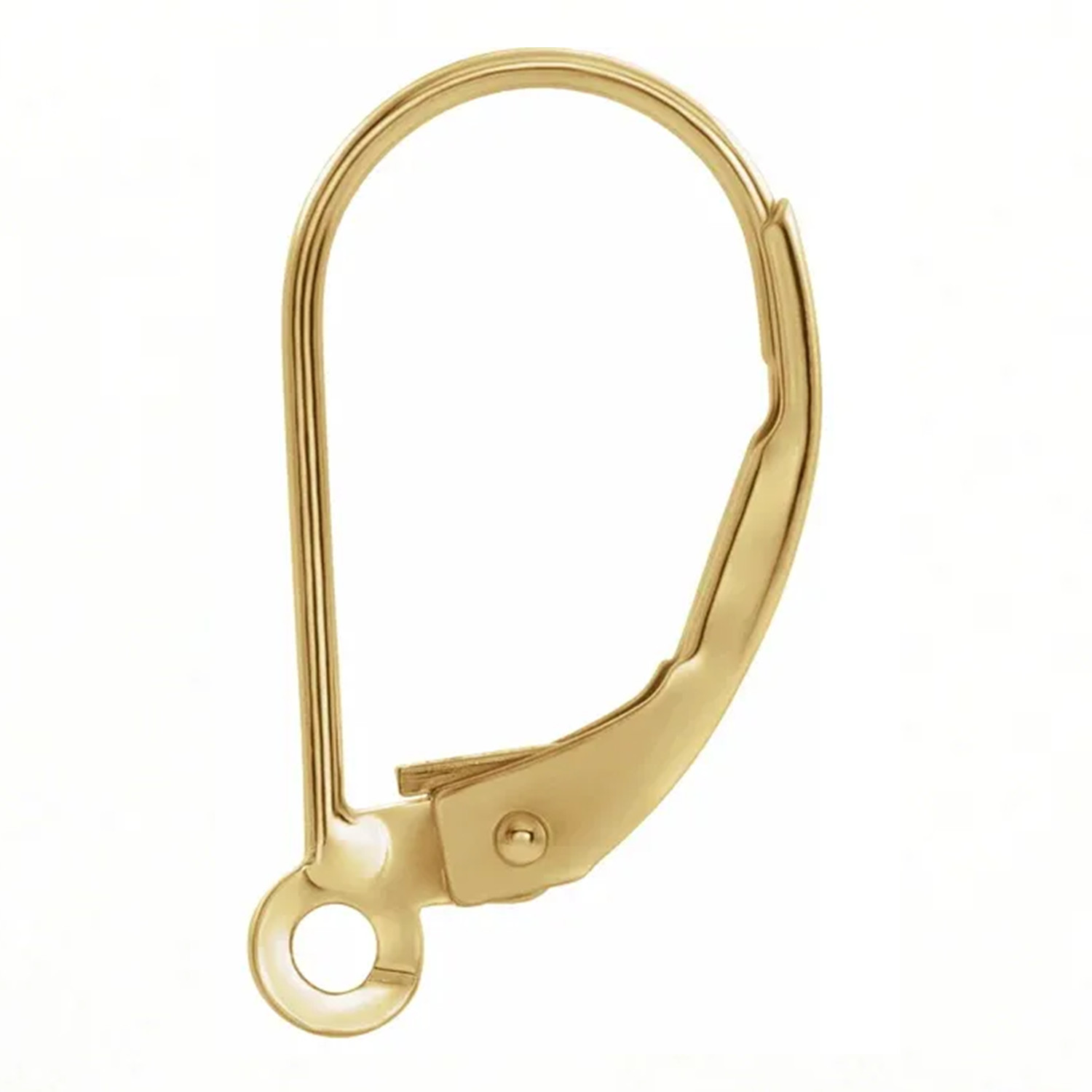 Lever Back Earring Tops Solid 14K Gold Pair ( 2 ) 14.5 X 9 mm Quality Design USA