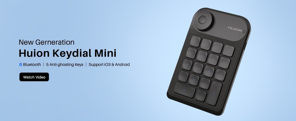 Wireless Bluetooth Programmable Keypad with Dial & 18 Custom Keys for Drawing, P
