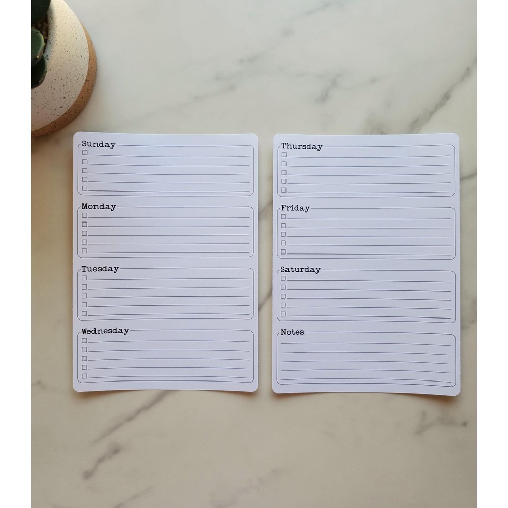 Weekly Two Page Undated Checklist Planner Stickers