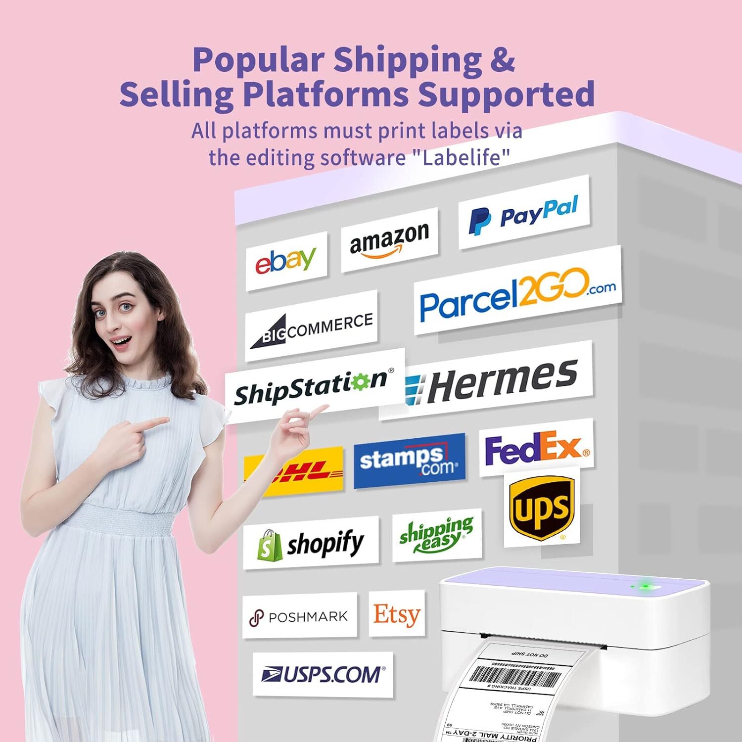 4x6 Bluetooth Thermal Shipping Label Printer for Small Business Package Mail Lot