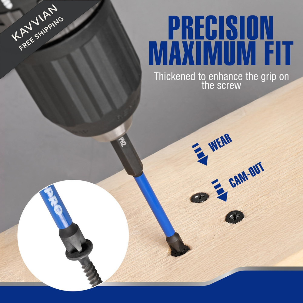 WORKPRO 6pcs PH2 Impact Phillips Screwdriver Bit Set, S2 Professional 4 in