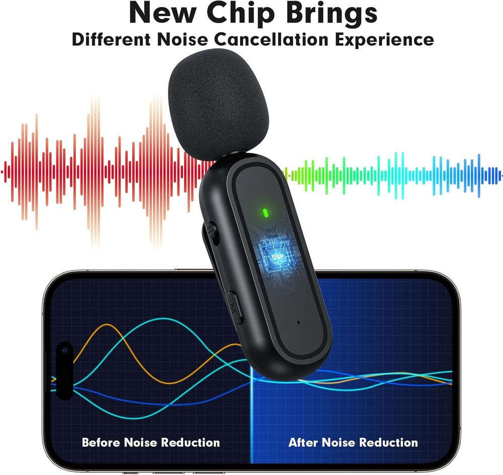 Wireless Lavalier Microphone with Charging Case for Android iPhone iPad Vlog Mic