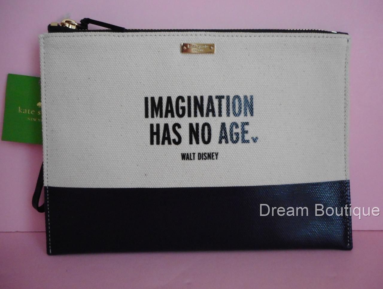 Disney Kate Spade ''Imagination Has No Age'' Walt Disney Canvas Clutch NWT