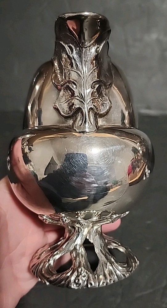 Antique Silver Plated Acorn Shaped Coffee Pot 3pc Set Acorns Tree Trunk Base