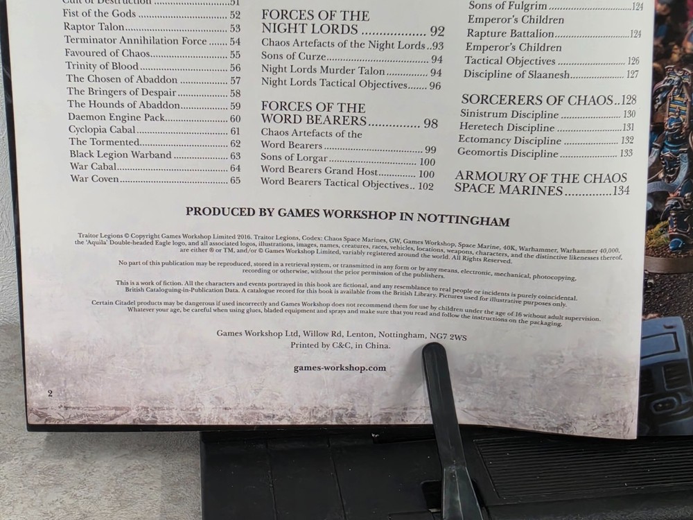 Warhammer 40K Traitor Legions Codex Supplement 2016 7th Edition Softback Book