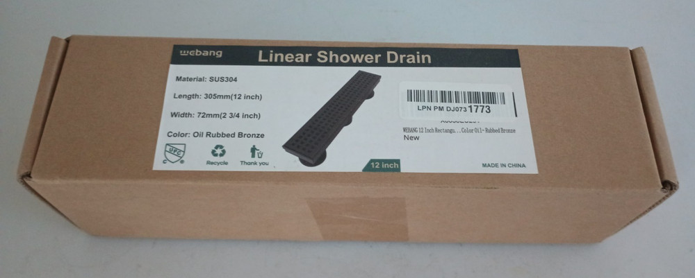 12 Inch Linear Shower Drain Rectangular Floor Drain with Accessories Square Hole
