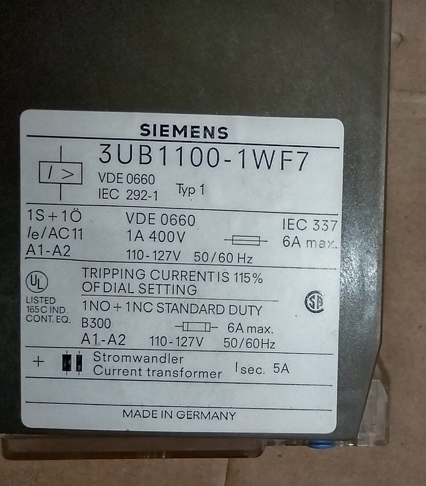 Siemens 3UB1100-1WF7 Current Transformer