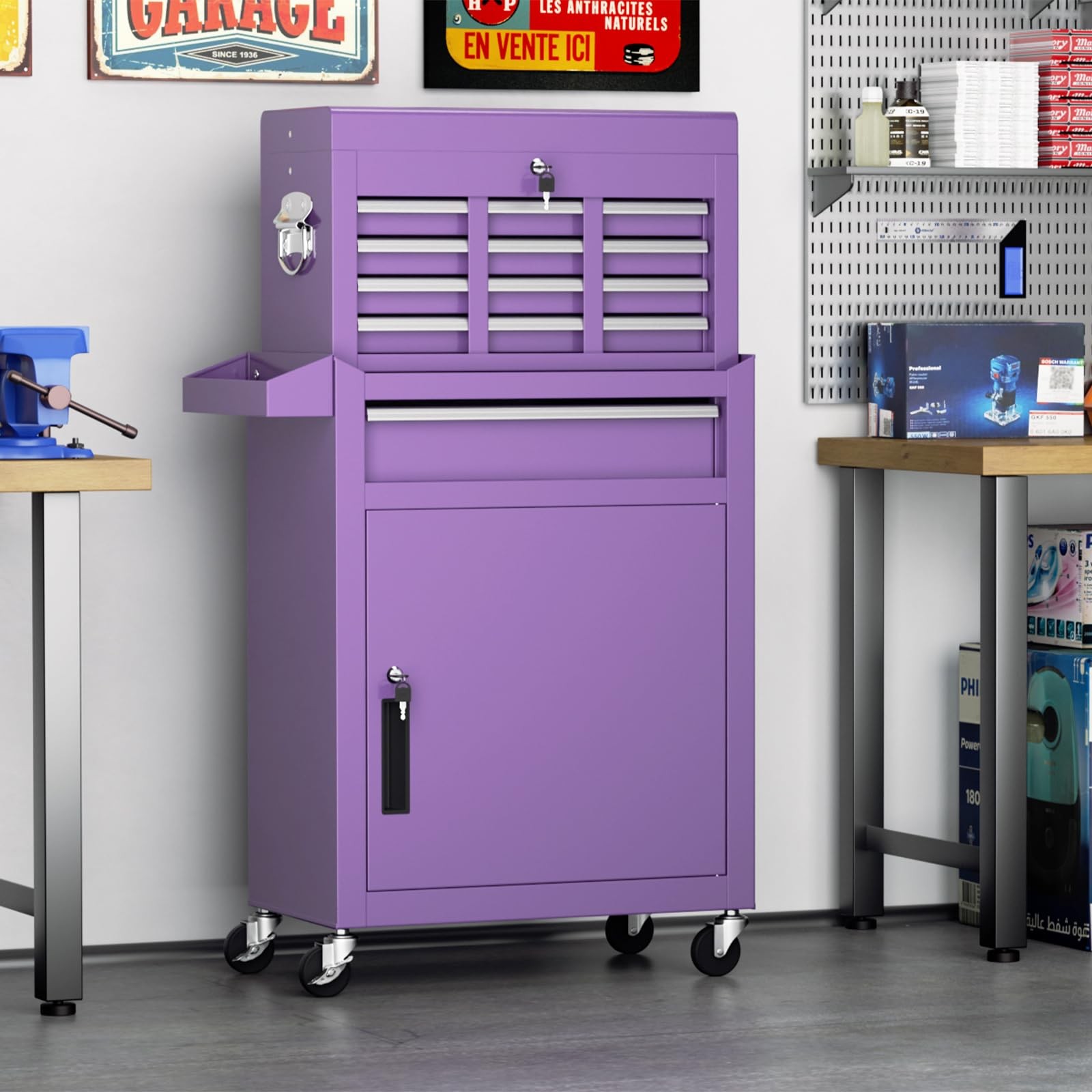 5-Drawer Rolling Tool Chest with Wheels, 2-in-1 Detachable Tool Box with Drawers