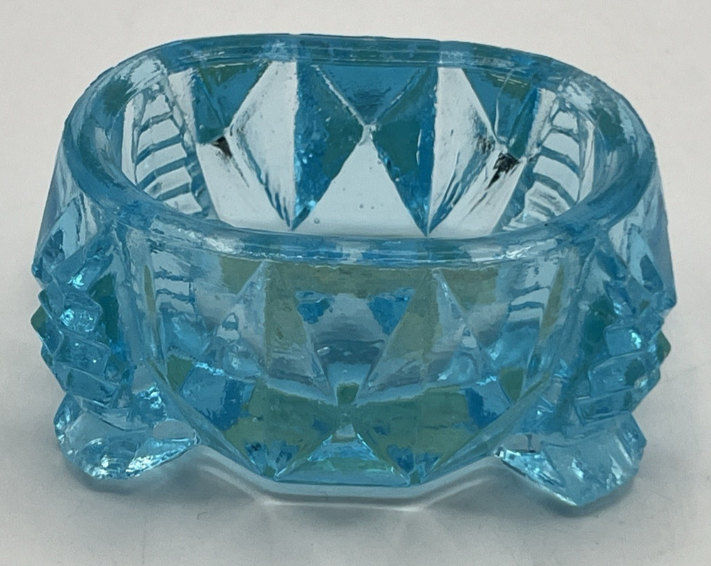 Sapphire Blue EAPG Open Master Salt Cellar 3" Antique