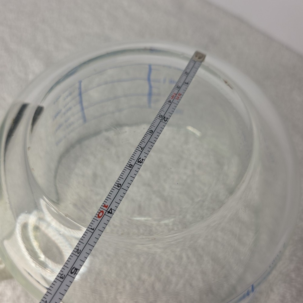 Vintage Large 2 Quart Measuring Pitcher Clear Blue Writing