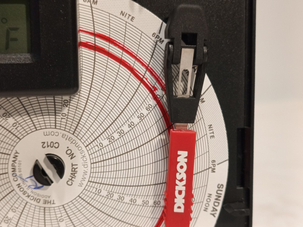 Dickson 4in temperature chart recorders, 7-day, LCD display as shown, untested
