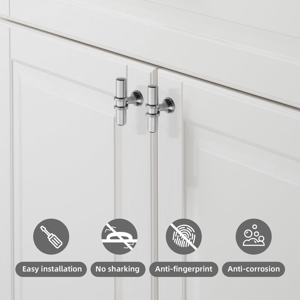 Haliwu 10 Pack Brushed Nickel T-bar Cabinet Knobs, Kitchen Cabinet Knobs and ...