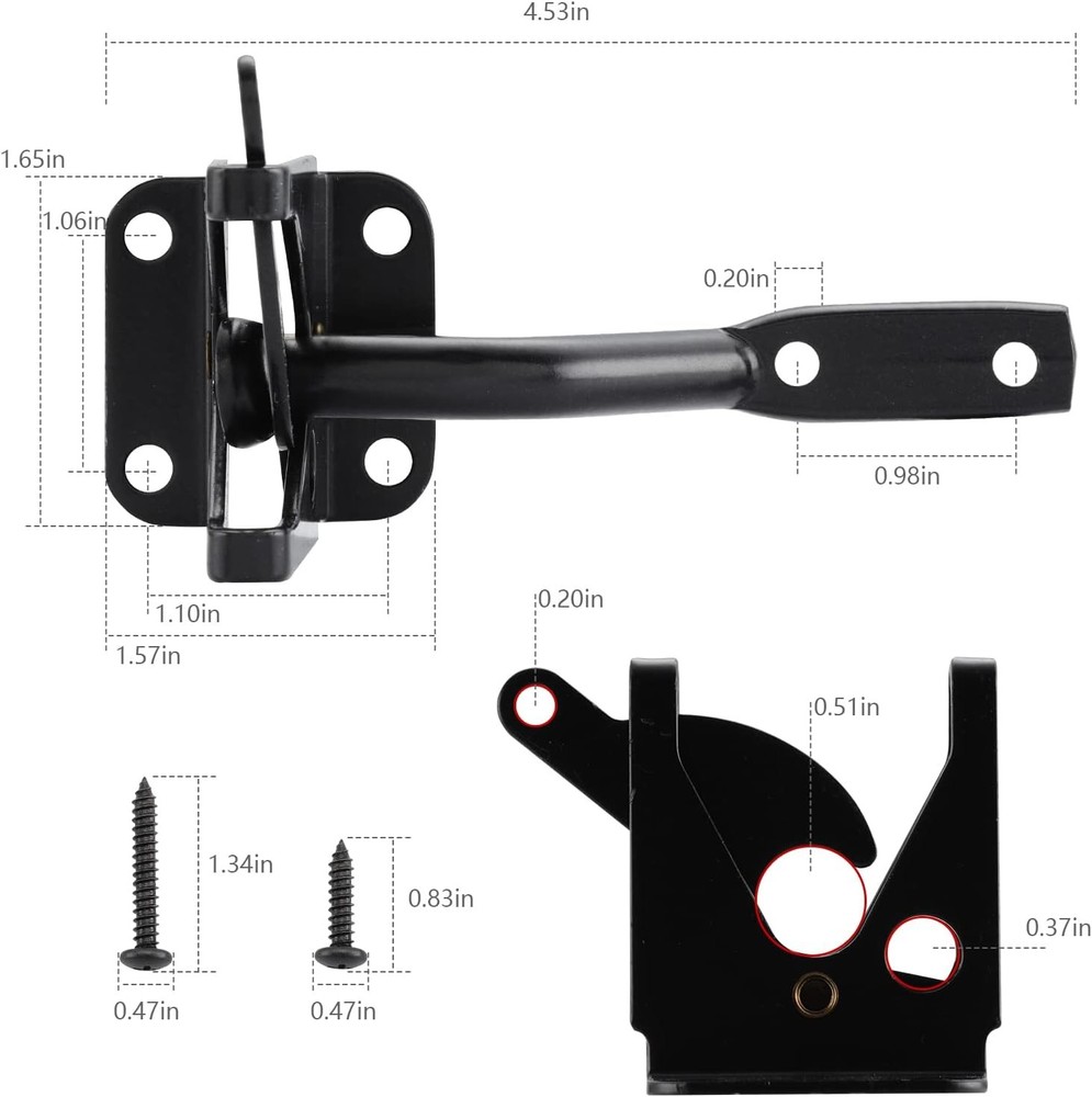 Wood Gate Hardware Set- Heavy Duty 6" Gate Tee Hinge,Pull Set Gate Hardware Kit