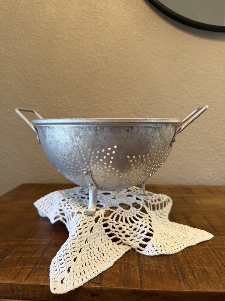 Vintage Aluminum Footed Star Pattern Colander Primitive Kitchen Decor