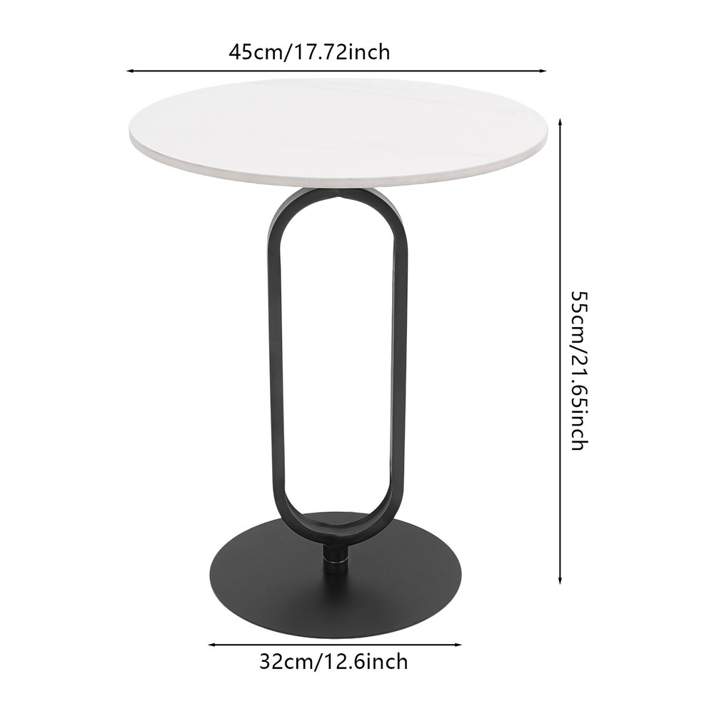 White+ Black Side Table Round Side Table Modern Coffee Table 21.65in Height