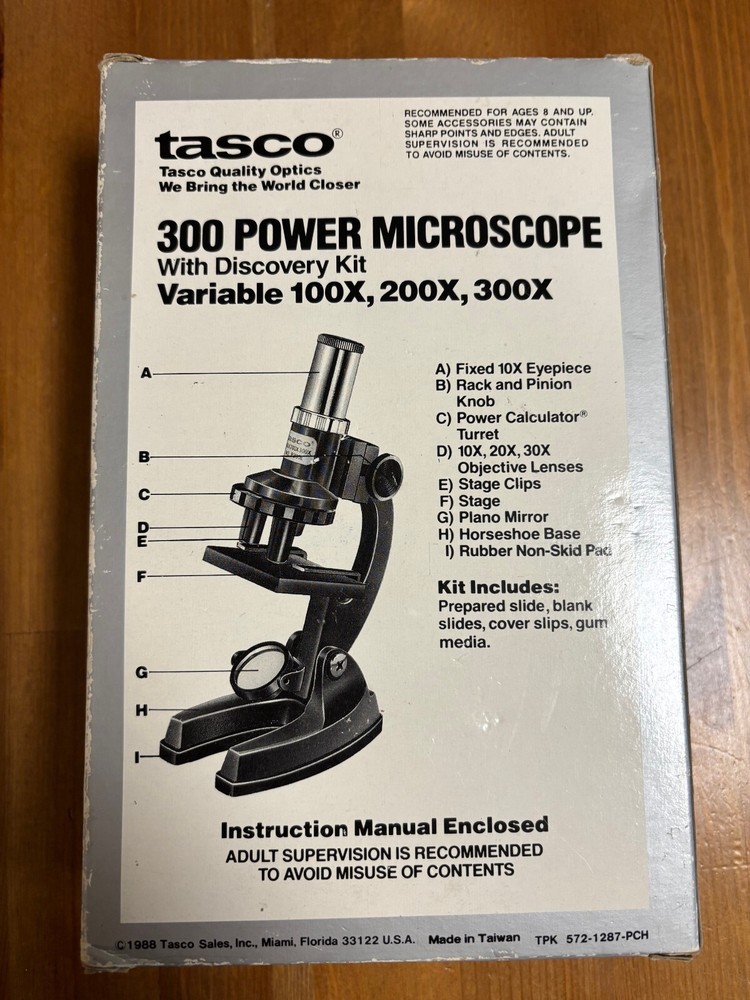 Vintage Tasco 300 Power Microscope Variable With Discovery Kit