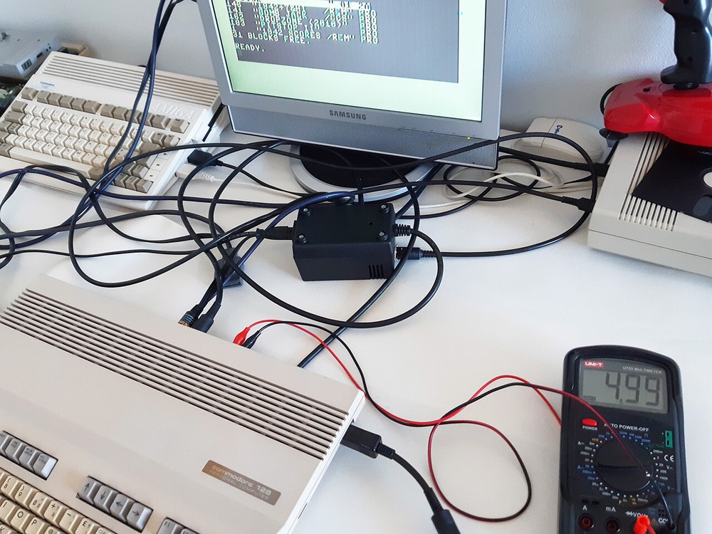 C128 PSU PRO 2-in-1: adjustable 5VDC output, FDD support.LED & SWITCH (US plug)