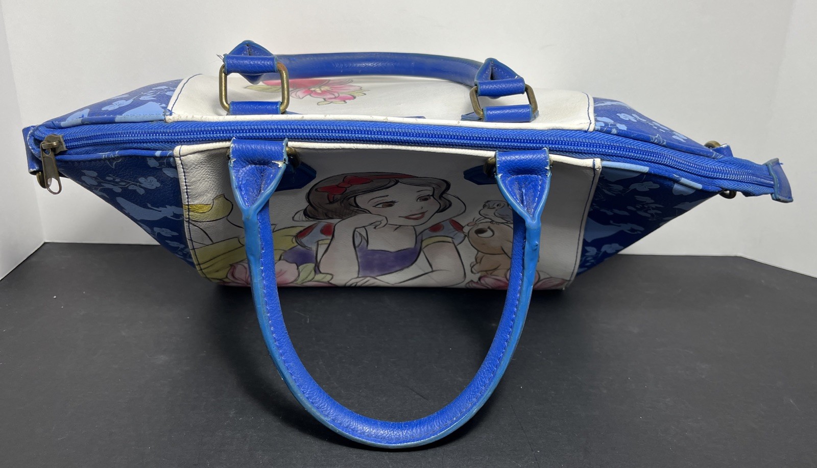 Disney LoungeFly Satchel Handbag Purse Snow White Blue & White 14x10"